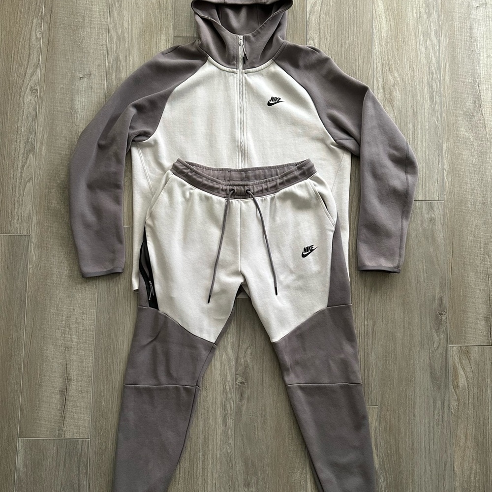 Nike Sportswear Tech Fleece Tracksuit Hoodie Joggers Set Bleach Stained Large